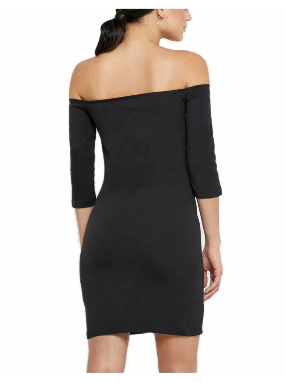 adidas Black Off-Shoulder Mini Dress with White Stripes - Picture 3 of 6